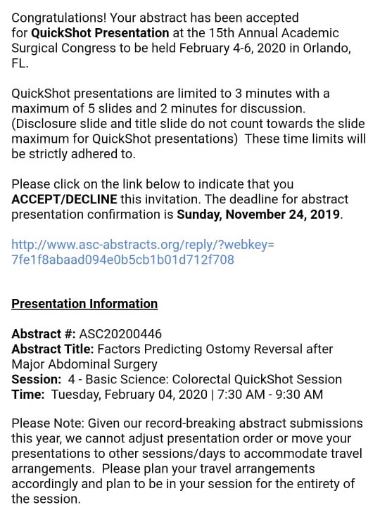 Excited, honoured and humbled to have our work accepted for presentation at #ASC2020! <a href="/AKUGlobal/">Aga Khan University</a> <a href="/ShahmirChauhan/">Shahmir Chauhan</a> @MustafaAK96  <a href="/AdilHaiderMD/">Adil Haider</a> <a href="/amirshariffmd/">Amir Shariff</a>