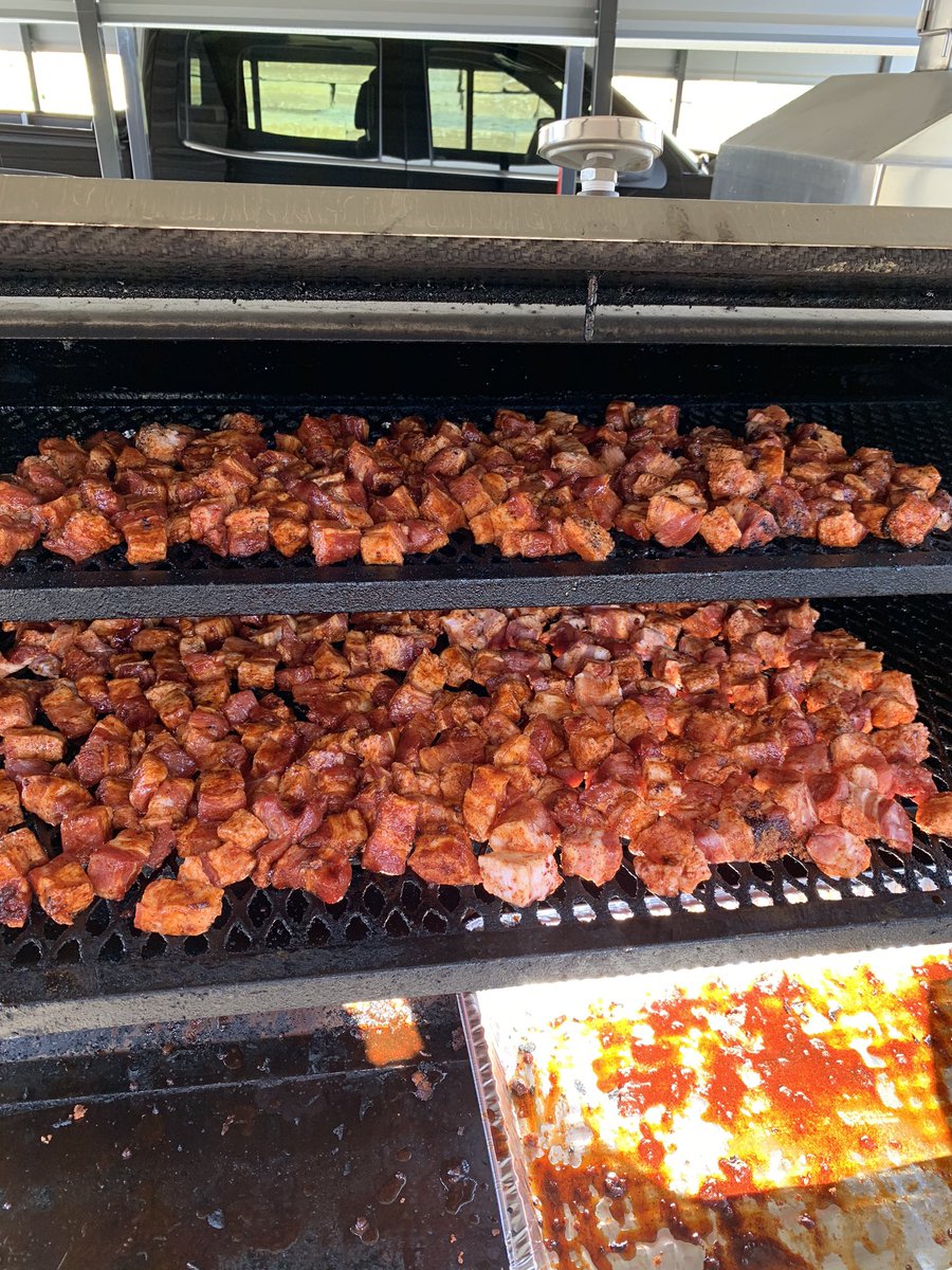 Pork belly and bacon on the smoker for the <a href="/Chiefs/">Kansas City Chiefs</a> game let’s go!