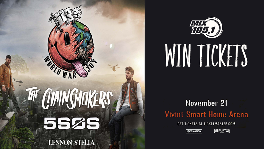MIX1051Utah's tweet photo. We've got your tickets to see #TheChainsmokers starting tomorrow morning at 7:30 during Choose The News with the #MixMorningFix https://t.co/Q04fEdO4YI