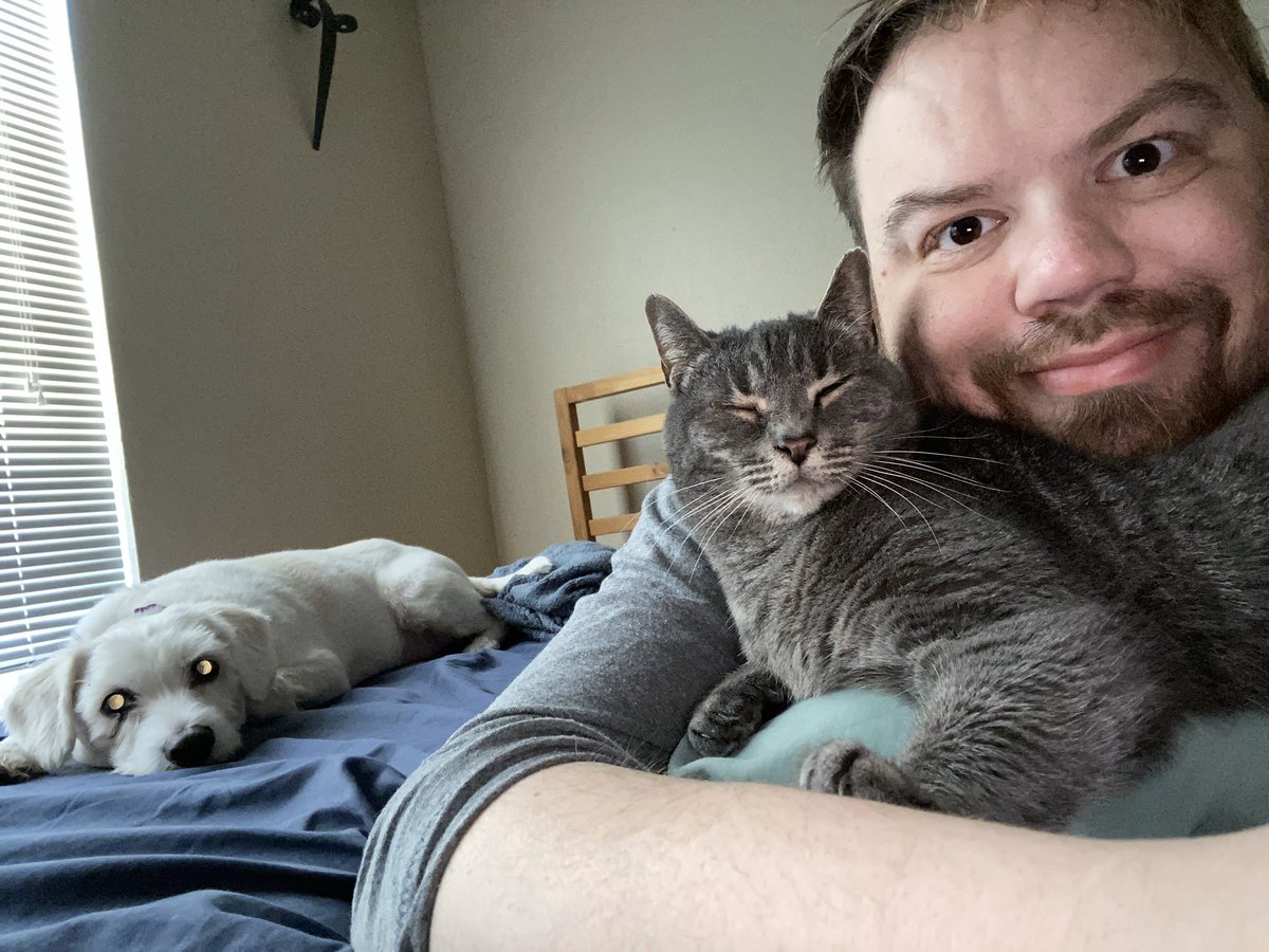 madamepigota's tweet photo. Morning from me and the fur babies #me #gay #cub #bear #doggo #kitty #cat #puppers #petdaddy #homo #queer #it https://t.co/za3j5zBqLs
