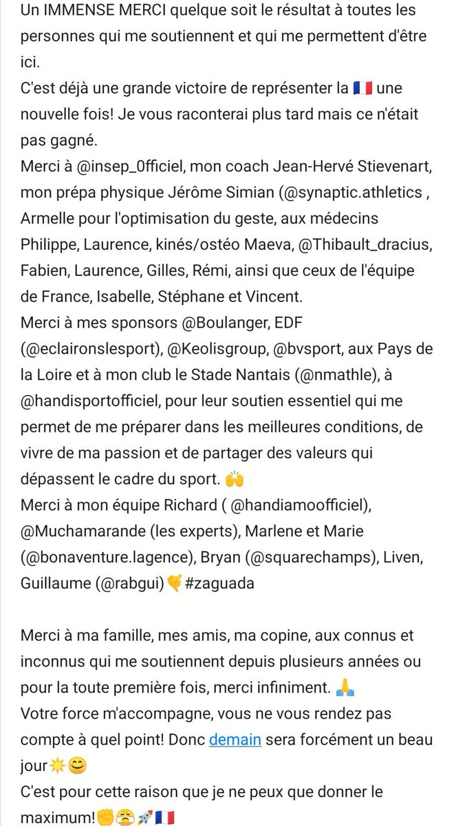 J-1 avt ma finale de la longueur aux Monde #Dubai2019. 
Aucune retransmission TV🇨🇵, aucuns journalistes 🇨🇵. Pr les amoureux du sport et ceux qui supportent les athlètes 🇨🇵, JE VOUS INVITE À PARTAGER pr nous encourager
 ➡️ LUN 11 NOVEMBRE À 7H live stream
youtu.be/xMyGRzZTpRE