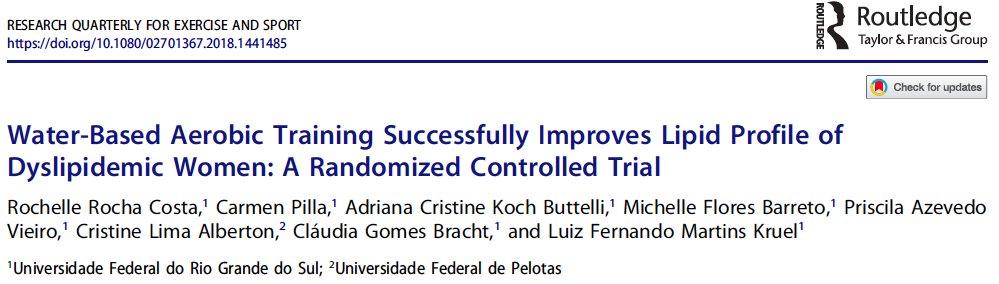 RochelleCosta9's tweet image. Did you know? Water-based Aerobic Training can reduce the prevalence of hypercholesterolemia. 
tandfonline.com/doi/figure/10.…
#aquatictraining #dyslipidemia #waterbasedexercise #cholesterol #LDL #hypercholesterolemia #exerciseismedicine