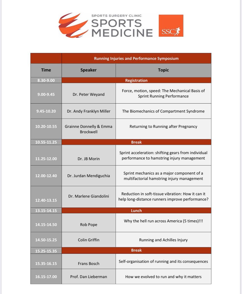 🚨thread : Running Injuries Conference 2019
👏🙏<a href="/enda_king/">Enda King PhD</a> <a href="/afranklynmiller/">Dr. Andy Franklyn-Miller</a> &amp; crew for the world-class event and smooth organisation 
My golden nuggets below 👇#SSCrun2019 
Save the date 📅 for the 2020 edition : Nov 14 “Return to sport in elite sports”