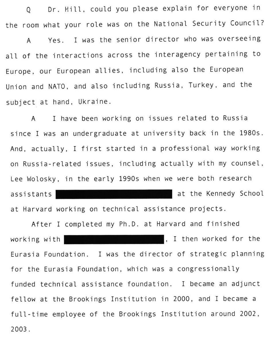 (Thread) Fiona Hill Issues a WarningShe also implicates Mick Mulvaney, makes Sondland look like a fool, and shows how Giuliani tried to game Ukraine.Here are my Notes from her deposition (now called Over the Cliff Notes, as per followers’ suggestion)First, her credentials