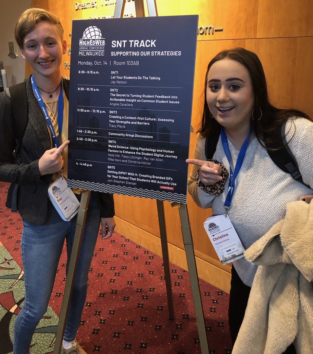 FlaglerCollege's tweet photo. Faculty, staff &amp; students presented research at the 2019 HighEdWeb Conference this October. The presentation “Weird Science: Using Psychology &amp; Human Factors to Enhance the Student Digital Journey,”  shared the value of cross-disciplinary collaboration.

https://t.co/vrOiAyUbeW https://t.co/cgrxIKx7iO