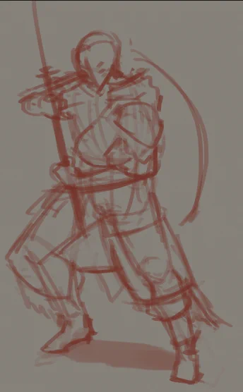 @RavenCore_ I'm wondering where this pose came from. A Japanese style of fencing or something like that? Or completely made up? I'm not sure. Sorry for the horrible 2 minutes drawing. 