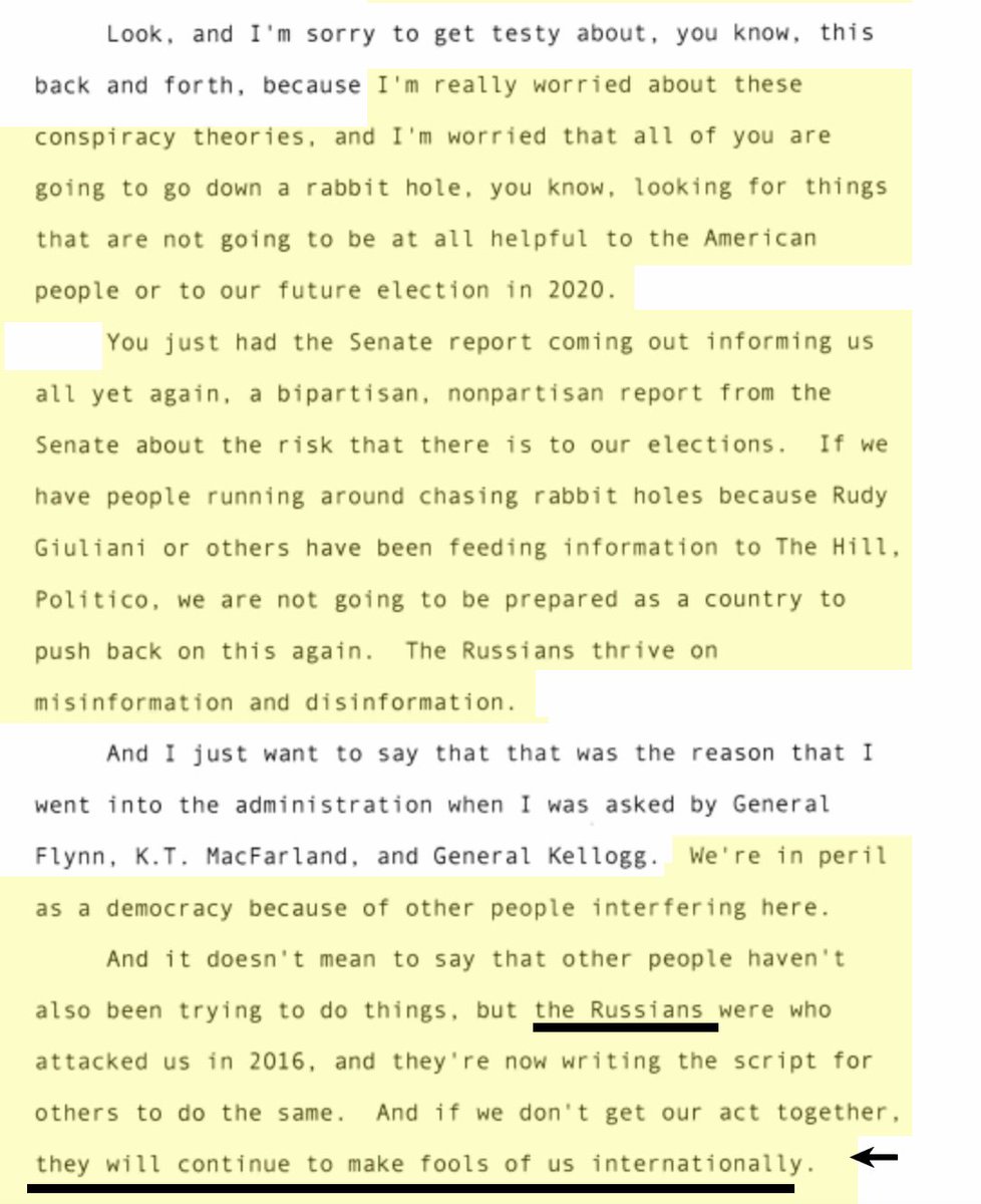 17/ By "tried and true" I meant that it's been tried and has worked (see Reagan Iran-Contra) not that it's factually true.Rep Zeldin (R-Fl) questioned her about “Ukrainians attempting to interfere with the U.S. election,” when she delivered a remarkable warning