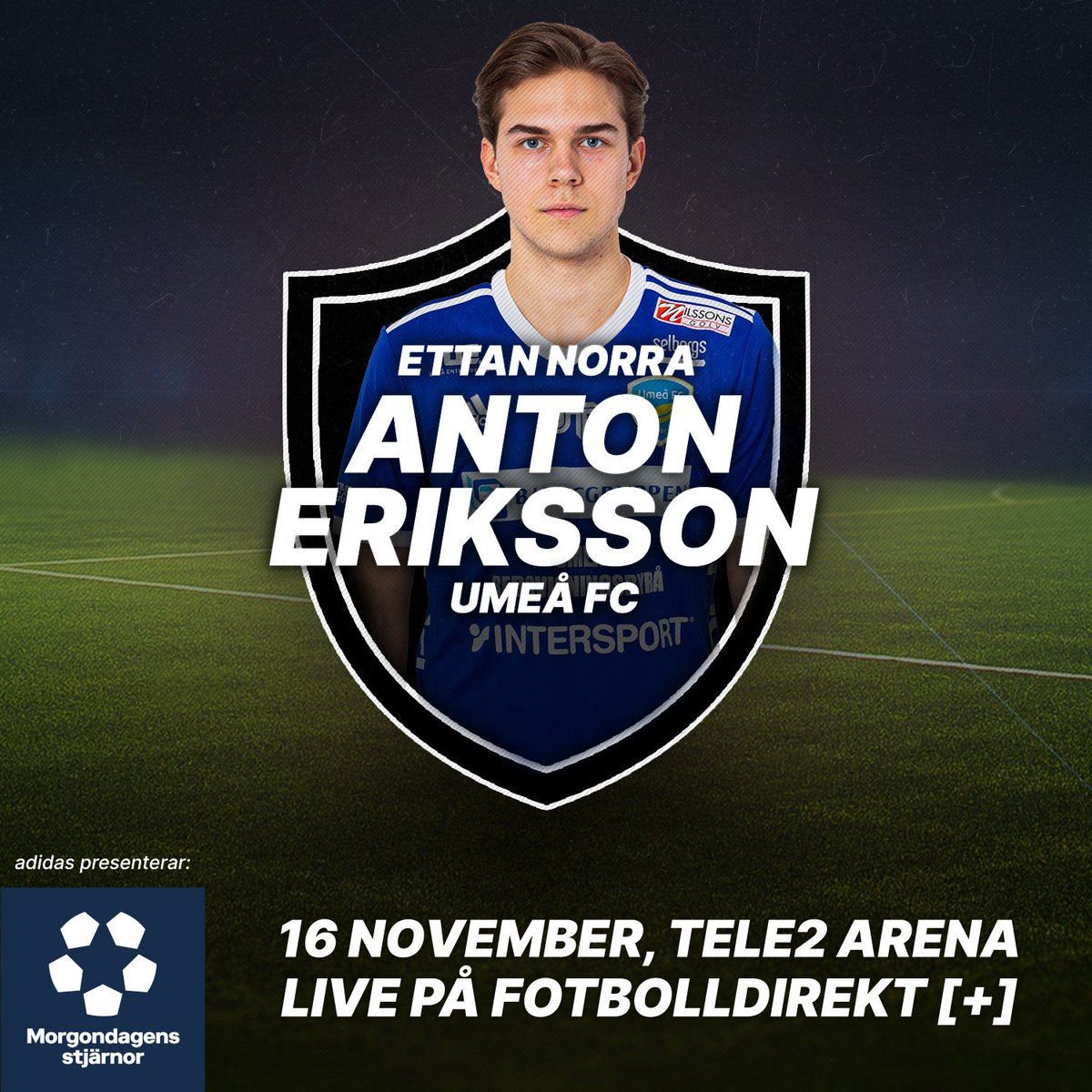 MORGONDAGENS STJÄRNOR
Anton Eriksson, mittfältare, lag Norran.
Född 2000.
28 spelade matcher 2019, 23 från start.
5 mål.
Egen produkt från Umeå FC.