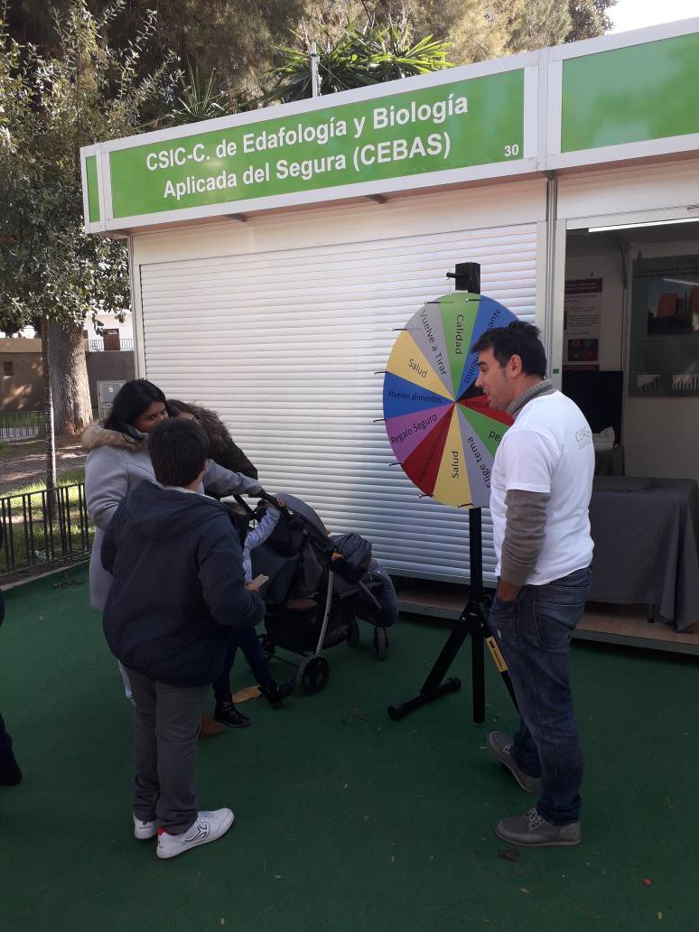 gimbafood's tweet image. #Secyt19 A place to learn, teach and enjoy #Science. As a member of the @Food_Health_LAB group at #CEBAS @DPE_CSIC @CSIC, it has been a pleasure to play the #WheelOfFortune #ScienceWeek #Murcia