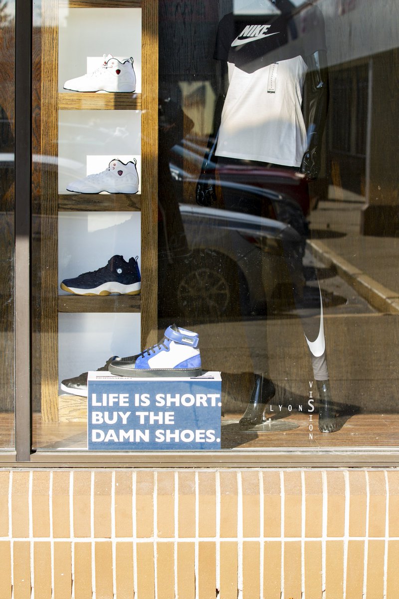 LyonsVision's tweet photo. I been workin! Yes that is a store window. Yes those are my shoes. #lyonsvisioncollection #lyonsvision https://t.co/xnrfZ1YAug