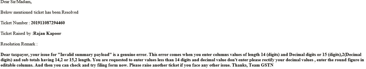 vivekpawar80's tweet photo. @askGSTech
#GSTR9Error
Error! Invalid summary payload in #GSTR9
No resolution so far!? Facing issue for one big corporate client since 7Nov2019. #GSTHelpdesk resolution failed. Whom to look for help?
New Ticket 201911107307200
@cbic_india @GST_Council @nsitharamanoffc https://t.co/F0fSAXA31d