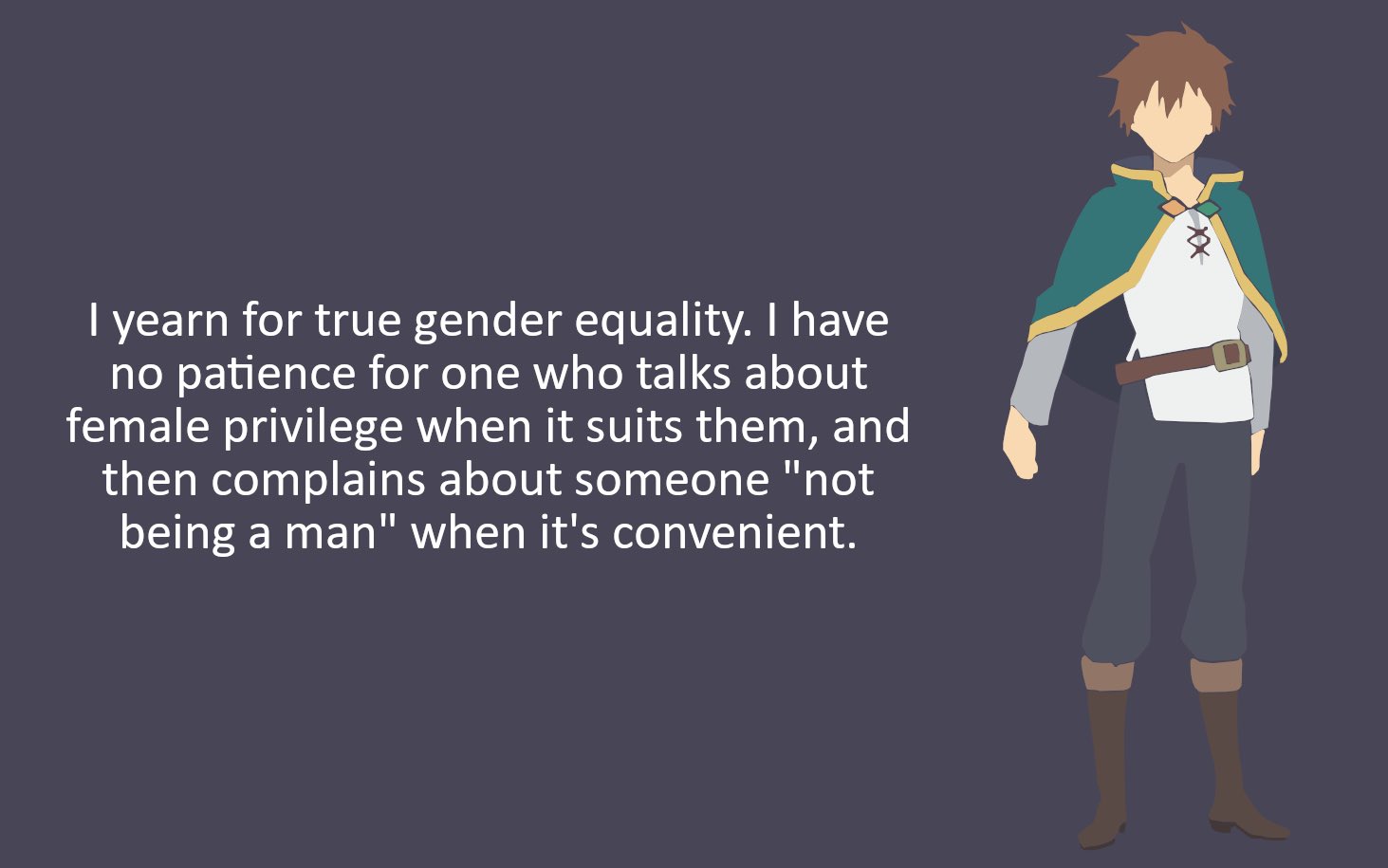 Konosuba Kazuma Gender Equality Quote Canvas Print for Sale by  TheOtakuZone