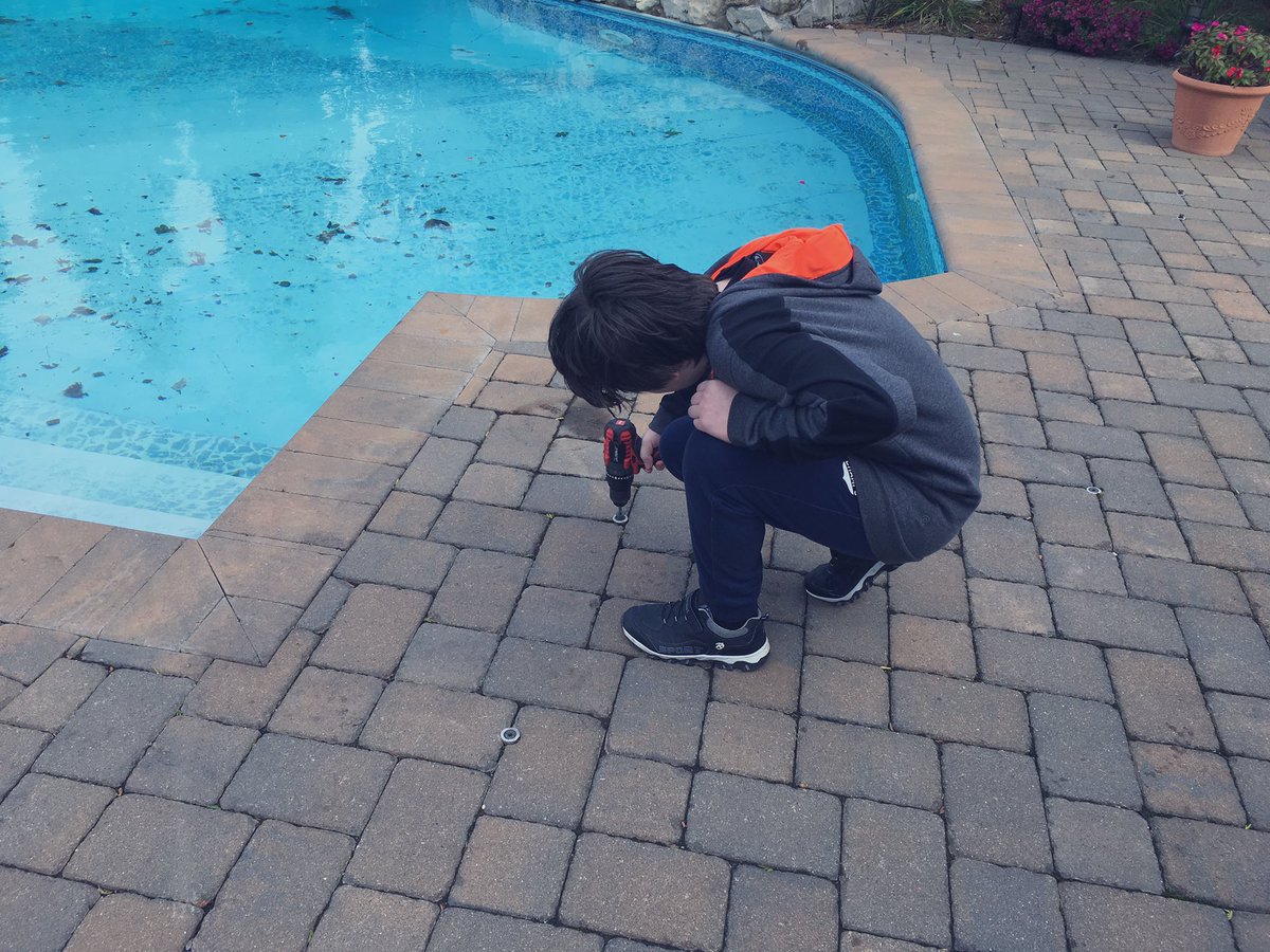 SwimPoolHero's tweet photo. @LoopLoc teaching my son pools and safety covers at age 15 - he did an amazing job - his first professional pool closing - with dad and the pros here at Big Apple Pools #SafetyFirst #looploc #poolclosing #safetypoolcover #poolguylife #pooltechnician https://t.co/dWQnhG4exO