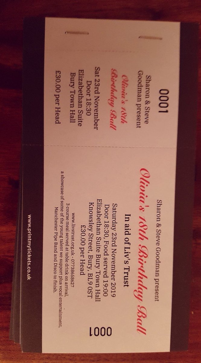 Livs_Trust's tweet image. The tickets for Olivia’s 18th Birthday Ball are available to order or reserve. The 3 course meal is soup, chicken dinner, 3 chocolate dessert. Comment or send a DM for tickets and please state if veggie meal is needed. 🐝💗