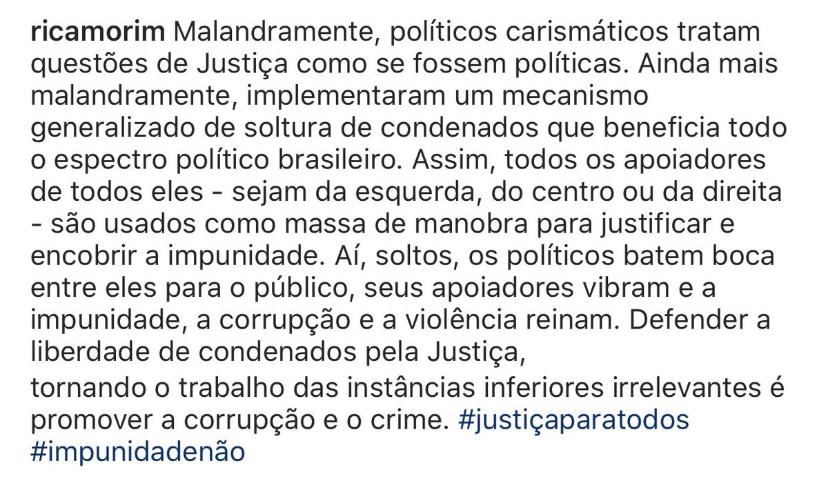 mariliadf2's tweet image. Enquanto ficamos aqui nos degladiando, os políticos enfraquecem as instituições e o próprio conceito de justiça em benefício próprio. Não seja massa de manobra! A decisão do STF hoje beneficia o Lula, amanhã beneficiará o F Bolsonaro. E você sempre perde! 👇🏼 @Ricamconsult