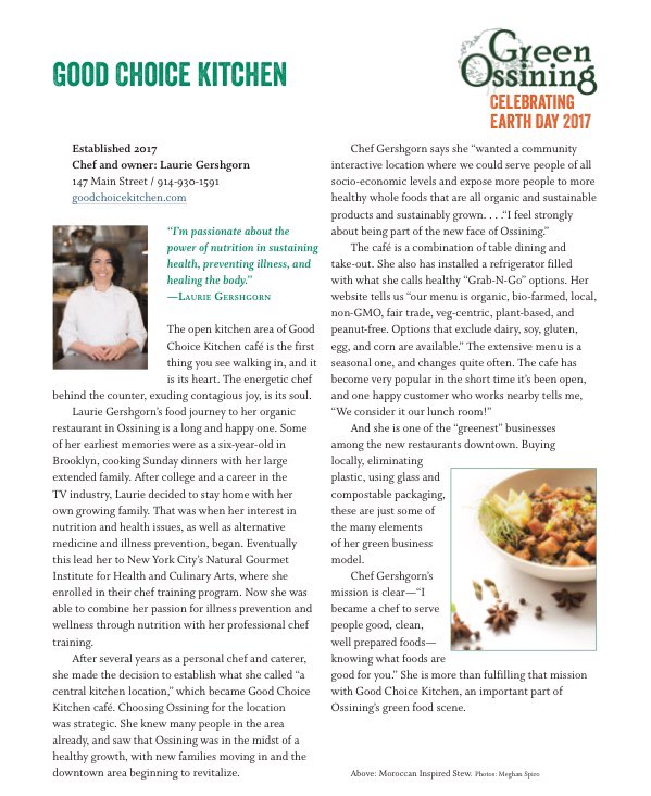 LaurieGershgorn's tweet photo. Check out info, below, from #GreenOssining about Chef Laurie, #GoodChoiceKitchen, and the #Ossining #food scene!
#organic #local #plantbased https://t.co/tgUvcYcTN9