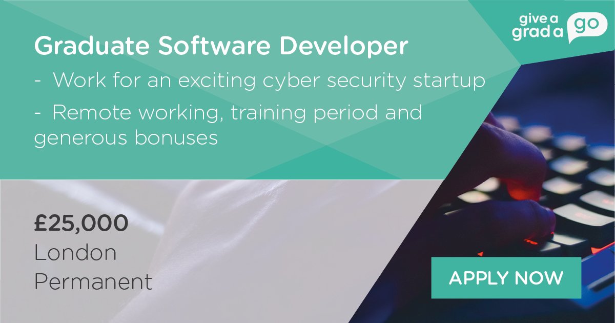giveagradago's tweet image. Receive great training with this Software Developer role!
Graduate Software Developer - London, £25,000
#LondonJobs #GraduateJobs #GraduateSoftwareDeveloper
hubs.ly/H0lJ3vS0