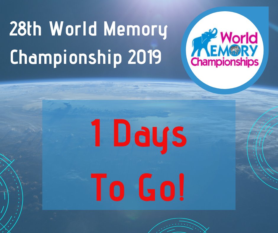 WMemoryChamps's tweet photo. ONE DAY TO GO!!! See everyone tomorrow to register for the 28th World Memory Championship - come and say Hi when you get here X
 @Tony_Buzan @Times_Chess @WMemoryChamps @MindMapsExpert @KeeneObe @PhilChambers2 #WMC2019 https://t.co/IBFnSxV7RE