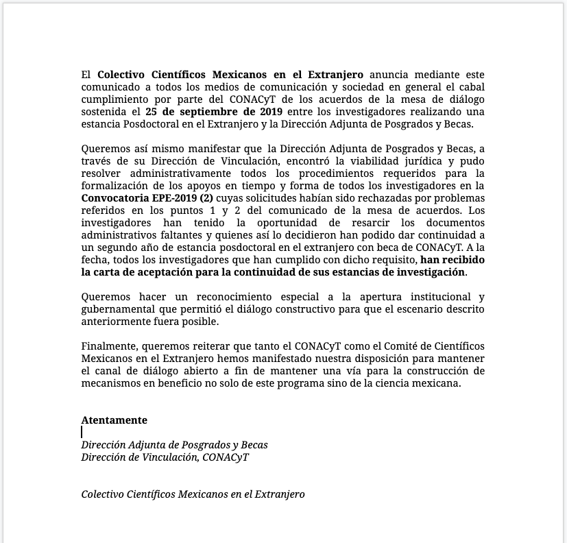 is_raices's tweet photo. ¿Existe el malinchismo científico? En el @Conacyt_MX de @ElenaBuylla solucionaron los problemas de #becasposdoc en el extranjero sólo para cuidar su imagen. Muy bien por los compañeros. Sin embargo, las #becasposdoc nacionales no les importaron. @julioastillero @lopezobrador_ https://t.co/oYboJGQHz6