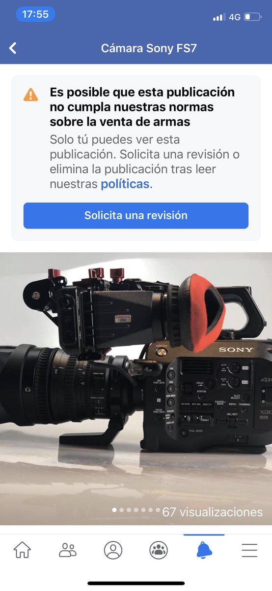 😂😂😂 Está claro que una cámara puede ser un arma si la sabes utilizar bien. Pero que Facebook no sepa distinguir un AK-47 de una FS7 deja mucho que desear.