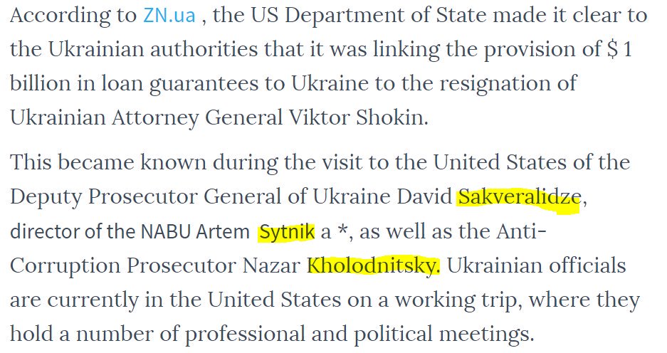 32/ two days after Ciaramella's meeting with the young prosecutors, it was reported  https://zn.ua/POLITICS/ssha-privyazali-predostavlenie-ukraine-kreditnyh-garantiy-k-otstavke-shokina-201985_.html that US had tied the $1 billion loan guarantee to removal of Shokin - the demand later recalled by Biden as a sort of Corn Pop moment