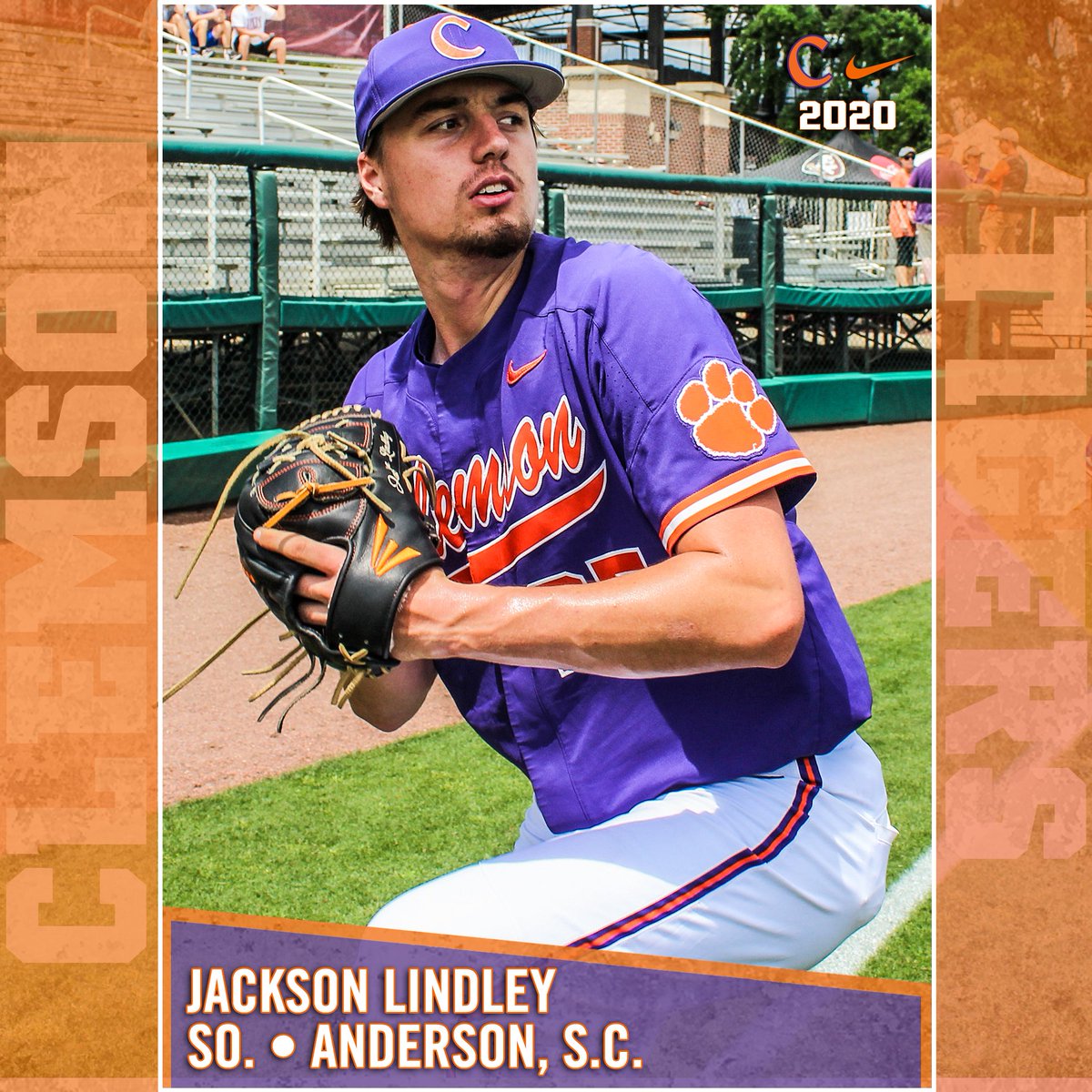 ClemsonBaseball's tweet photo. #MeetTheTigers || @JacksonLindley5

🐾  Sophomore RHP majoring in pre-business

🐾  His mother was born in Quebec, Canada when his grandfather was stationed there

🐾  His favorite candy is Sour Patch Kids

🐾  Would enjoy eating dinner with @45PedroMartinez

#Clemson https://t.co/HN6jj2DjFR