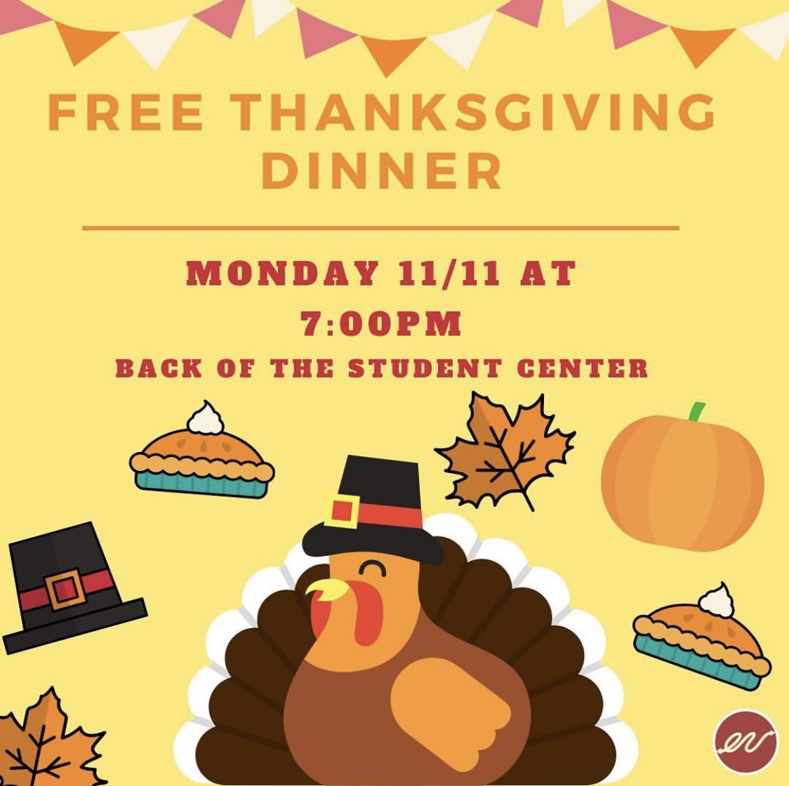 HofstraEU's tweet photo. We have exciting things coming up tomorrow! We’ll be tabling in the Student Center from 9-5 and then we will have FREE thanksgiving food at 7 pm in the back of the stud! All Hofstra students are welcome to come to our thanksgiving dinner 🦃 https://t.co/i5knob9mvT