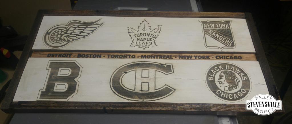 SPP_Pallets's tweet photo. With Hometown Hockey coming to nearby Welland, we were inspired to build this tribute to the #Original6

#Sportsnet https://t.co/BHfN1mGrCT