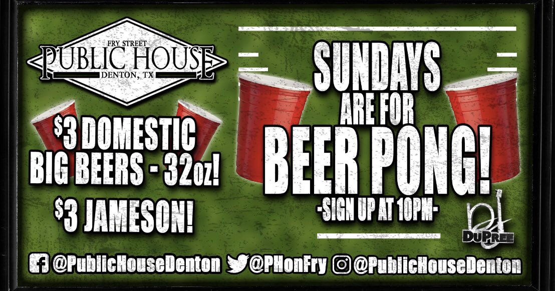 Sunday Funday is for Football and Beer Pong lets go! <a href="/PHonFry/">Fry Street Public House</a>