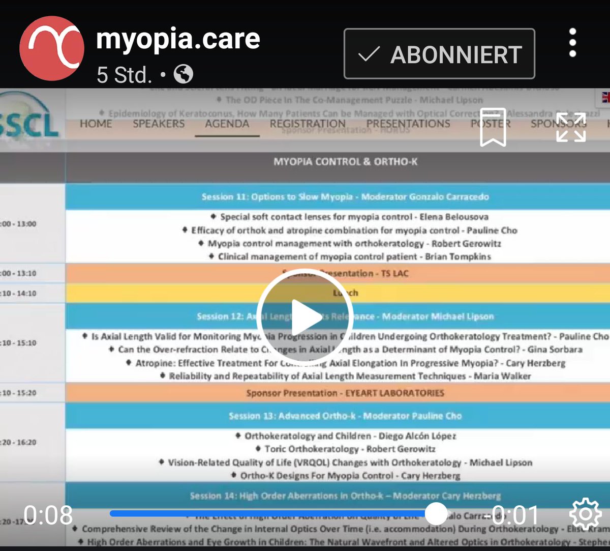 MyopiaCare's tweet photo. #MyopiaManagement presentations during the International Summit of Specialty Contact Lenses - #ISSCL with so many great speakers and topics!
@btoptom, @theOAA,  @AllAboutOrthoK, @ContactLensesOD @DaddyFadel
https://t.co/ZYtjgkwdOc
#myopiacontrol
#MyopiaManagement https://t.co/o1sdSpc9aZ