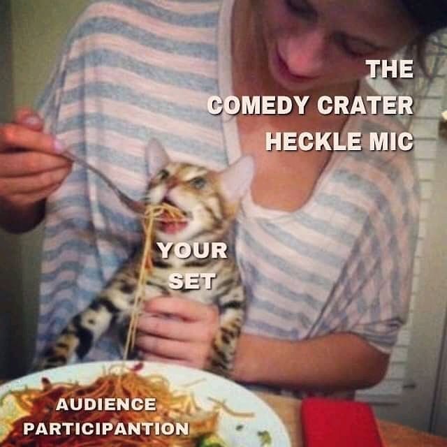 ComedyCrater's tweet photo. Heckle mic at Blue Moon Tavern tonight at 10! Sign up at 9:45! Hosted by Levi Manis! 5 minute sets!
First 2 minutes are normal then after that the audience gets their own mic to heckle you with so they can make fun of your stupid jokes or stupid pants or whatever. Fun times! https://t.co/wYRjrWGjNL