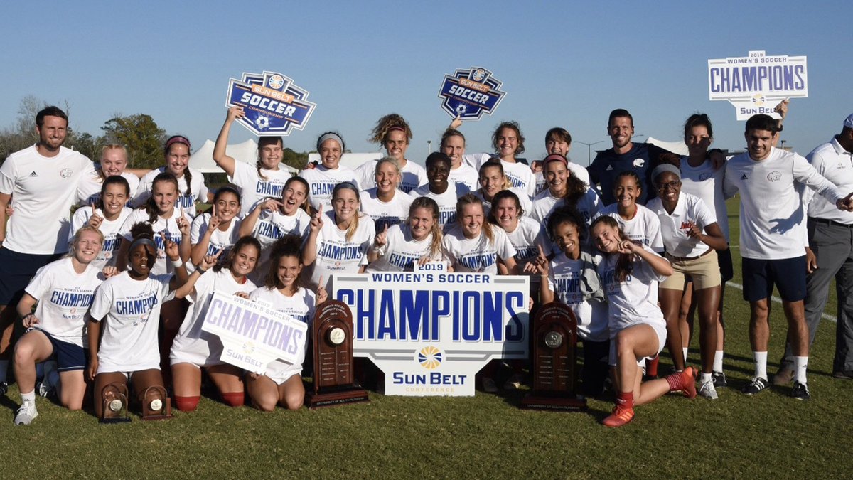 Champs again! The Jaguars are off to the NCAA Tournament after a huge win over Arkansas State #JagNation bit.ly/2NBUoMC
