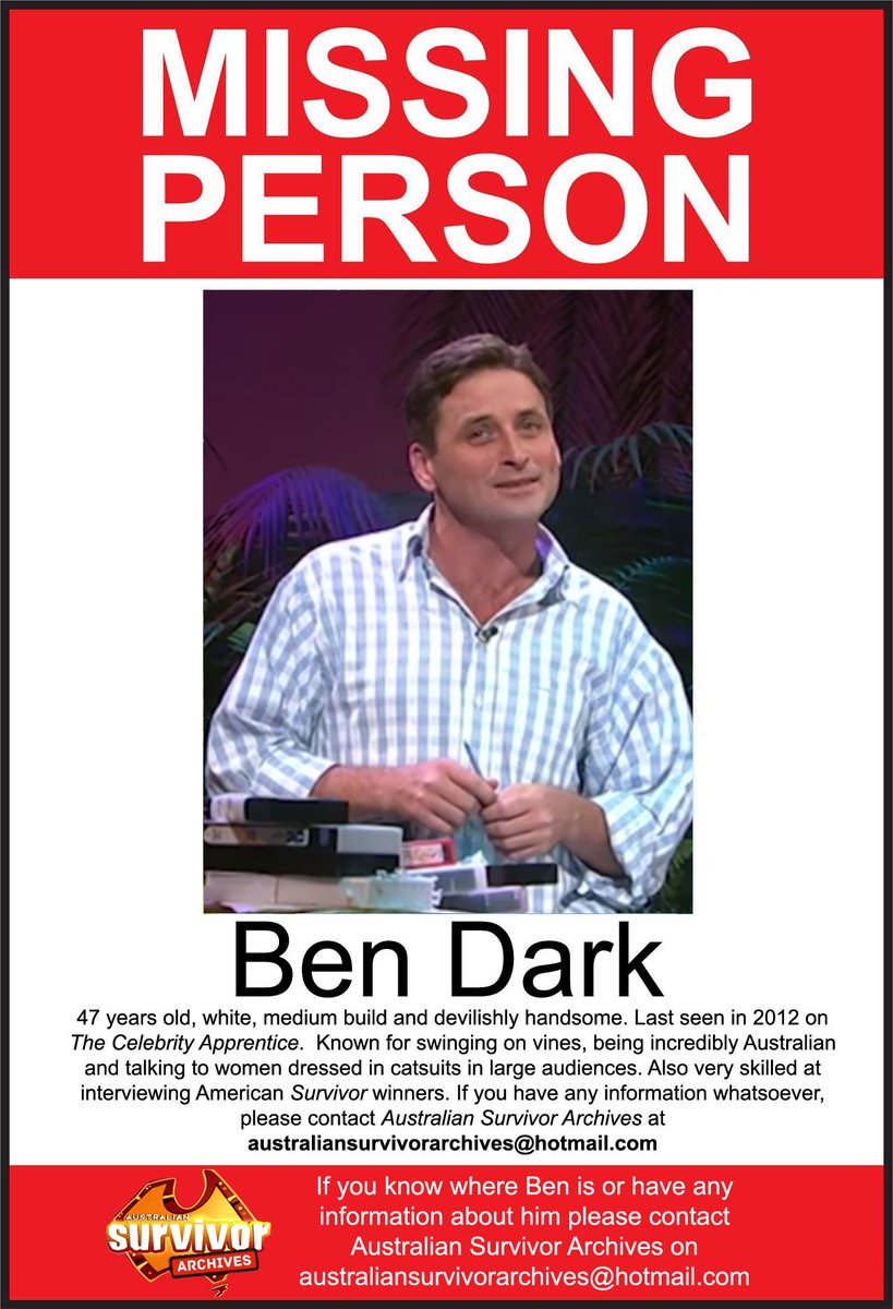 AusSurvArchives's tweet photo. Monday PSA: has anyone seen this man? We want to find him. If you know anything please contact us immediately
#SurvivorAU #ASA #AustralianSurvivor #Survivor #SurvivorHistory #AustralianSurvivorHistory #Season1 #BenDark #MissingPerson #TV #AustralianTV @Catriona_Rtree @Channel9 https://t.co/ZNrl1BscOQ