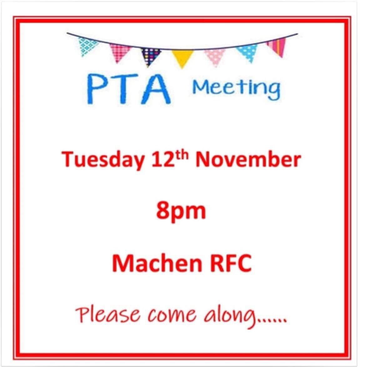 PTA Meeting Tuesday 12th November  @ 8pm. Please come along ...... @machenprimary <a href="/MachenLibrary/">Machen Library</a> @Stephen_Machen <a href="/MachenVHSC/">Machen Village Hall</a>