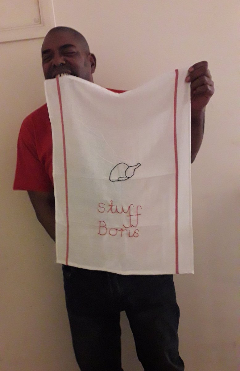 WhatJuliaMade's tweet photo. My favourite model with this year's MUST HAVE Christmas present #stuffboris #sayitwithateatowel #christmasturkey with thanks to @OriginalSyna https://t.co/mWb4TYUzqY