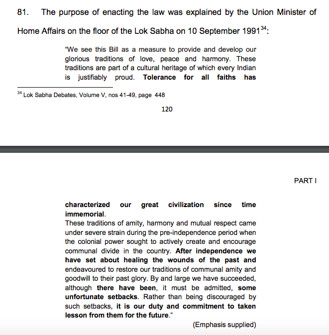 The SC has wilfully ratified (pp 116-125) the Places of Worship Act, 1991 that obligates maintaining ALL religious places as they were on Aug 15, 1947. Historical injustice of Kashi can now never be addressed unless parliament overrides BOTH, the 1991 Act and this SC judgment.