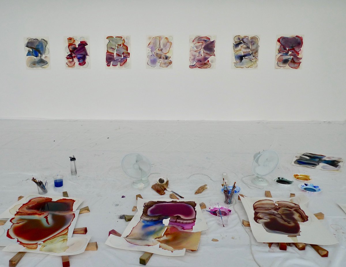 Working in Germany again this time making medium sized works in a great big quiet space surrounded by rural rolling landscape. Interviewed by Thomas Keck from SWR TV, due to be broadcast Dec. 3rd. #contemporaryart #kunst #developments #art  #paintings #Germany #Watercolour