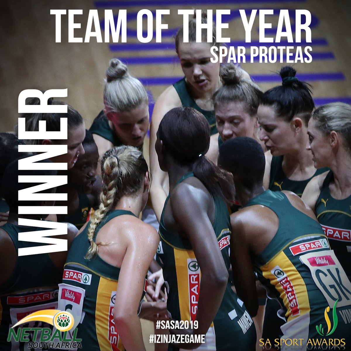 HERE WE GO! 👏
The #SPARProteas is the Team of the Year! 🔥🏆@SASportAwards 

#SASA2019 #IzinjaZeGame