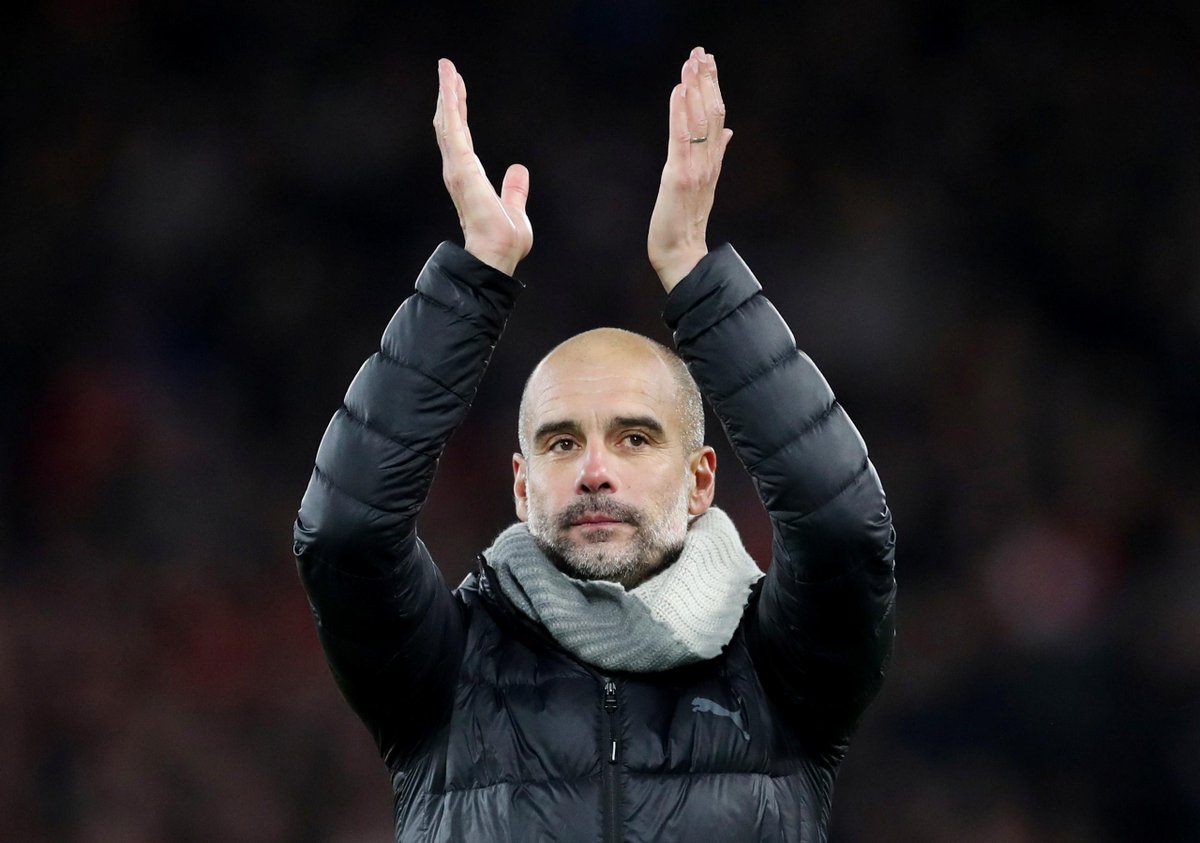 premierleague's tweet photo. "The way we played was incredible, I'm so proud of my players – away from home against the best team in Europe...with the injuries that we had in the squad the way we played was awesome"

- Pep Guardiola

#LIVMCI https://t.co/WhIoD4kyDF
