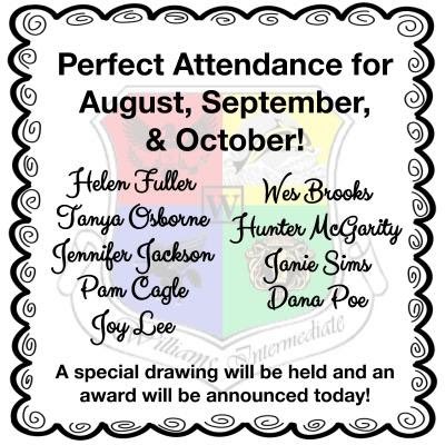 Attendance Matters!!! These amazing educators have not missed ONE day this year!! They deserve to be celebrated! ❤️💛💙💚 #wonderfulworldofwis #4houses1family #attendancematters #kidsdeserveit #JoyfulLeaders #principalsinaction #pcss