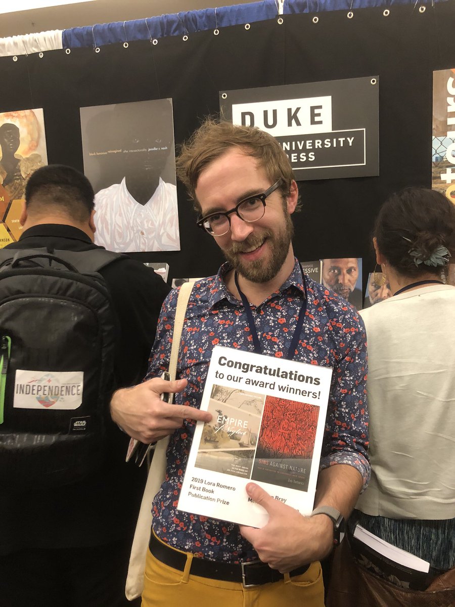DukePress's tweet image. Christopher Taylor, winner of the #2019ASA Lora Romero First Book Publication Prize, stopped by our booth!