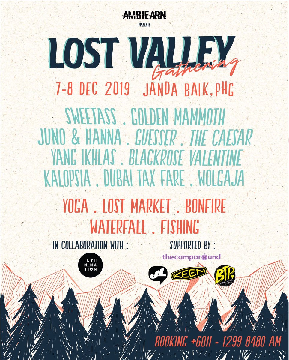 Jenn_Thompson's tweet photo. #PAHANG SATURDAY&SUNDAY December7&8, 2019 LOST VALLEY GATHERING in collaboration with Intunnation) #JandaBaik ft. @sweetassrecords @goldenmammothmy @JunoandHanna @guesseroffi #TheCaesar @yangikhlas__ #BlackroseValentine @kalopsiatheband @dubaitaxfare @wolgaja
INFO ON FLYER👇 https://t.co/ux6Xl8gURY