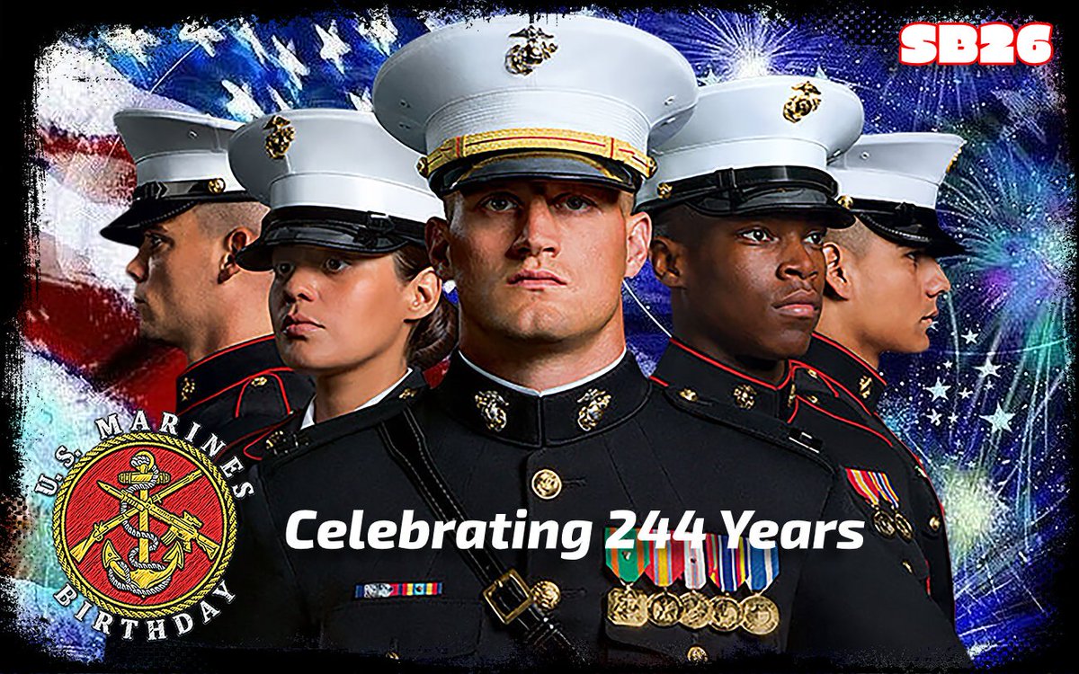 SurelyB_26's tweet photo. Celebrating 244 Years, Happy Birthday U.S. Marine Corps! 🇺🇸🎉🎊 https://t.co/xE7YkIlFwo
