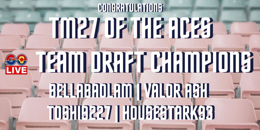 StadiumStats's tweet photo. Congratulations to Today’s #GOBattleTeam for their Victory!

TM27 of the Aces! 
@ash_valor 
@BBaolam 
@ShutupToshi9227 
@HouseStark_93 

Way to go &amp; Awesome Stream from @GOLIVE_pvp as always!! #GOTeamUp #BuildTheCommunity https://t.co/XcaMit0SWM