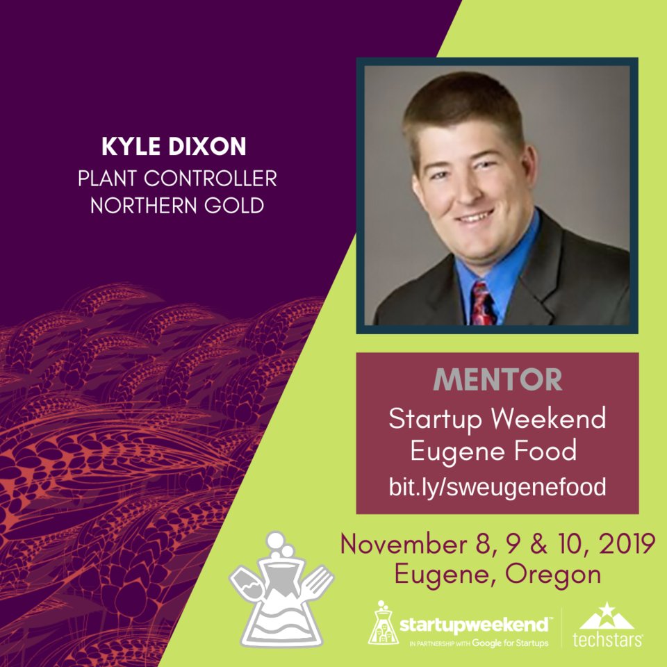 Kyle Dixon is spending time away from his responsibilities at @NorthernGold granola company to mentor out #StartupWeekend #Eugene #Food participants. Thank you Kyle!
