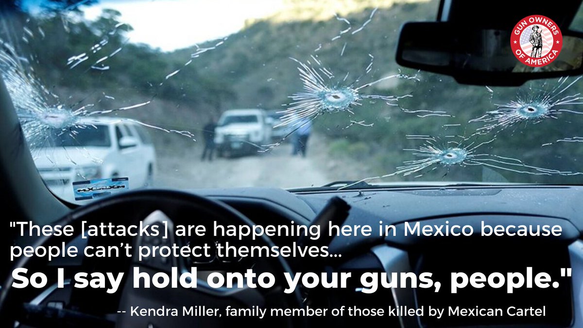 GunOwners's tweet photo. Recently, the Mexican Cartel tragically massacred a family in Northern Mexico, and now some of their family members are urging Americans to hold on their guns. #molonlabe https://t.co/2nkjUrEXyh