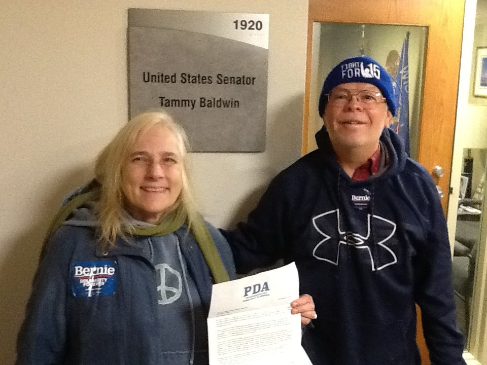 pdamerica's tweet photo. PDA's Jim Carpenter and Laura Kukor-Shea dropping off the letters on college debt to the offices of Congresswoman Gwen Moore (4th CD-WI), and Senators Tammy Baldwin and Ron Johnson. #PDAmerica #EducateCongress #StudentDebt #CancelStudentDebt https://t.co/5fl88l0Ts5