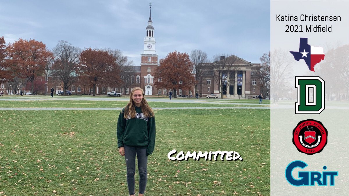 GRITLax's tweet photo. Congratulations to Katina Christensen (‘21, M, St.John’s) on her commitment to the admissions process at DARTMOUTH COLLEGE! #PlayGRITLax https://t.co/4Kw7qhC2L1