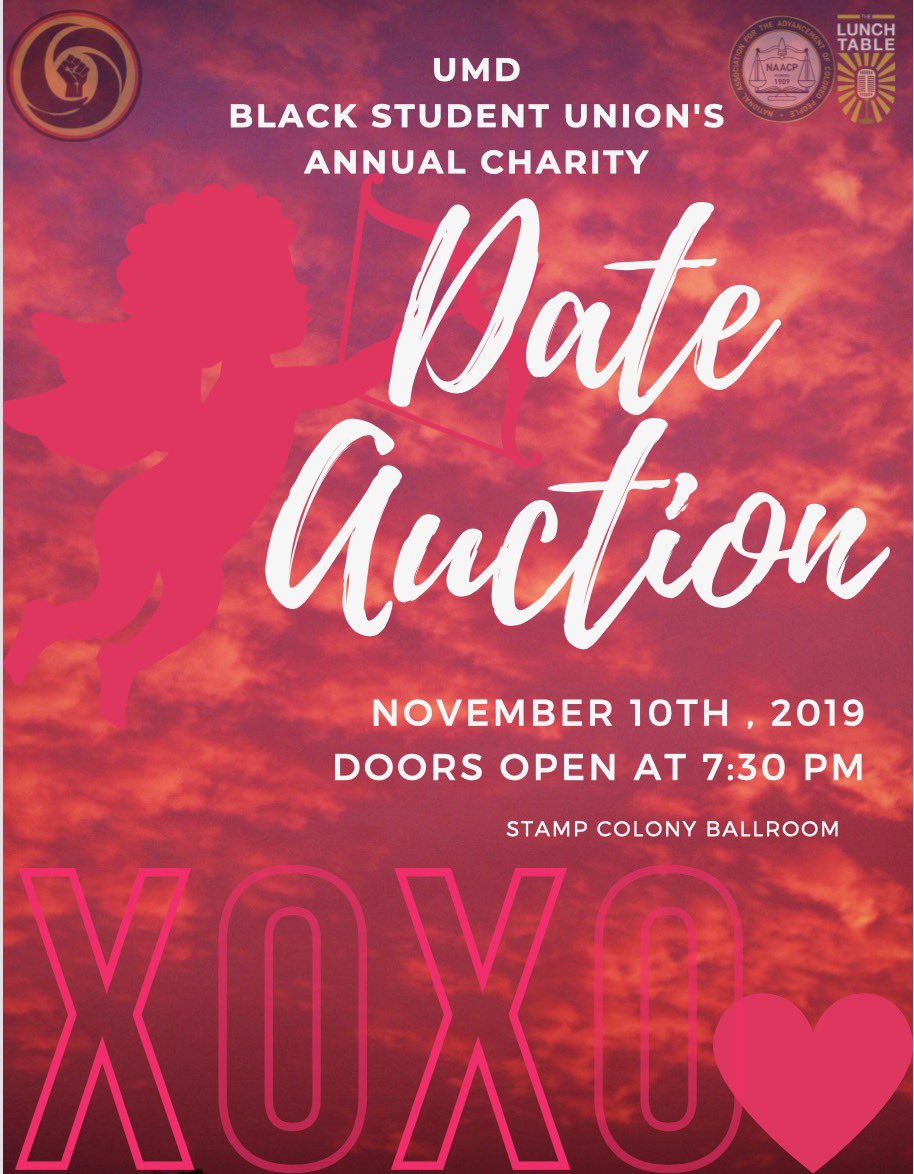 BlackTerp's tweet photo. What are y’all going to be doing later today??? What’s moves???
It’s BSU’s annual Date Auction!!! Come get boo’d up and support charity! We are accepting canned donations at the door as well!!
#blackterp #dateauction #blacklove #goodtime #lit #Maryland https://t.co/WWCIcGNYA9