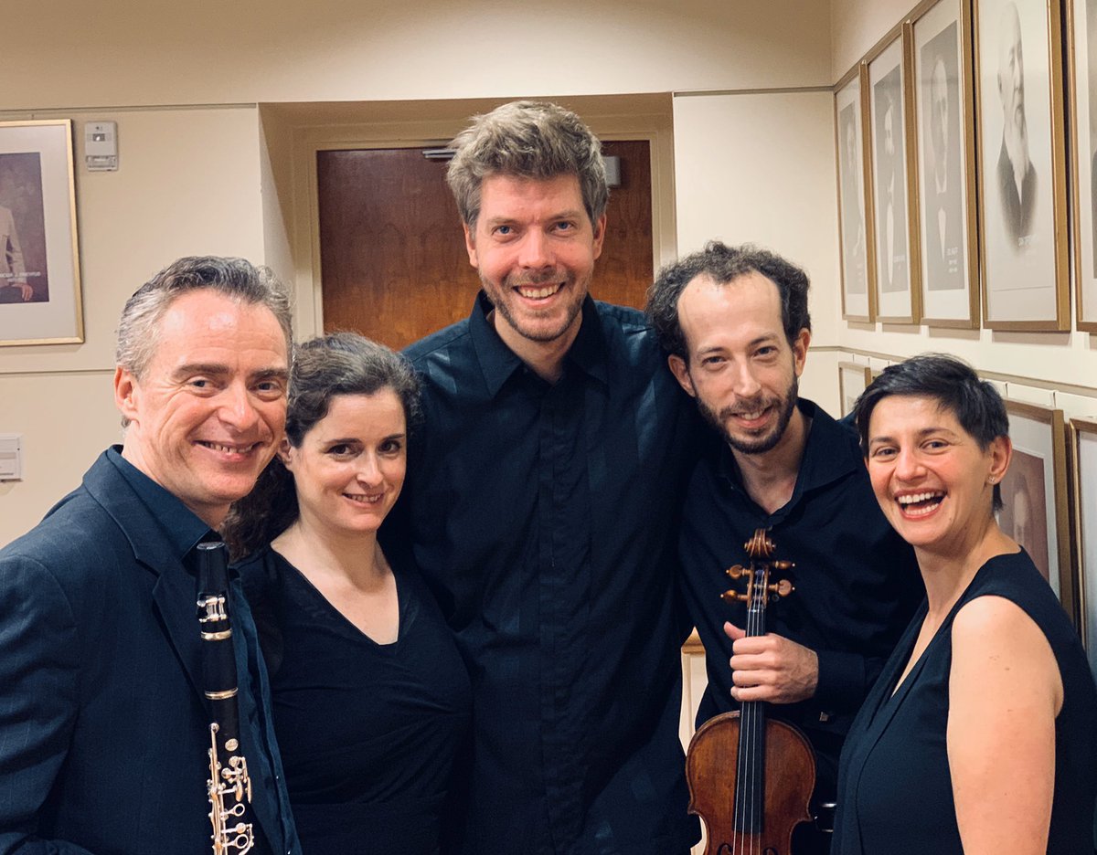 IlyaShterenberg's tweet photo. After Mozart quintet performance, with Ariel Quartet #Mozart #clarinet #Ariel #CMSSA https://t.co/frs8pNanCx